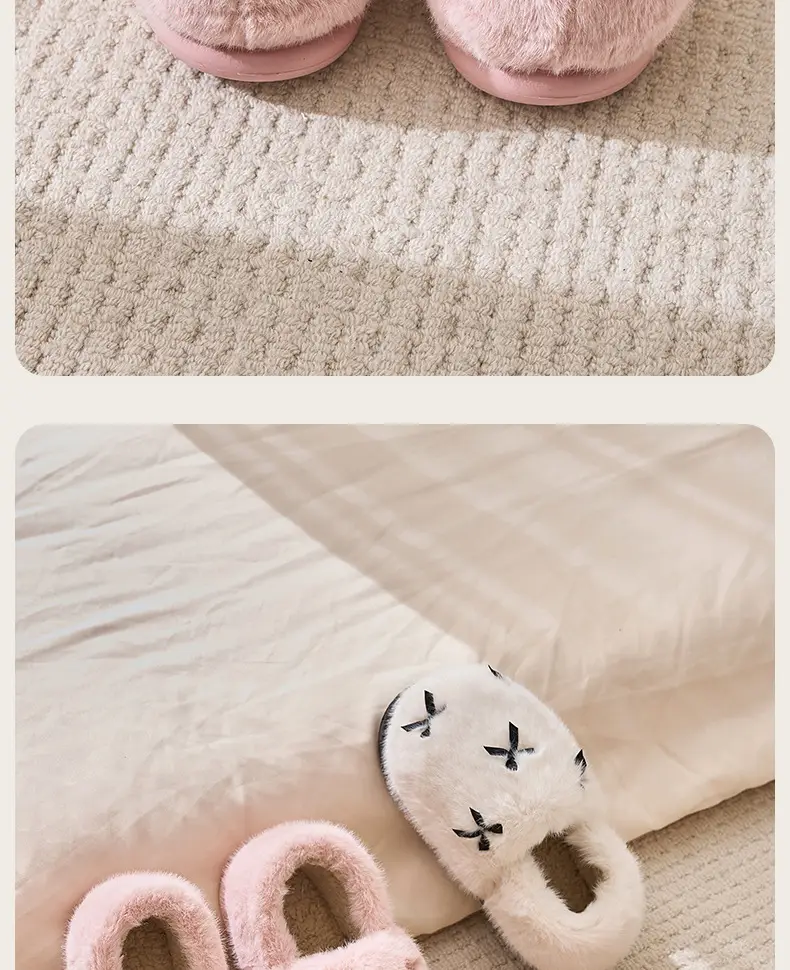 Women Winter Indoor Fur Slippers Pink — feature 7