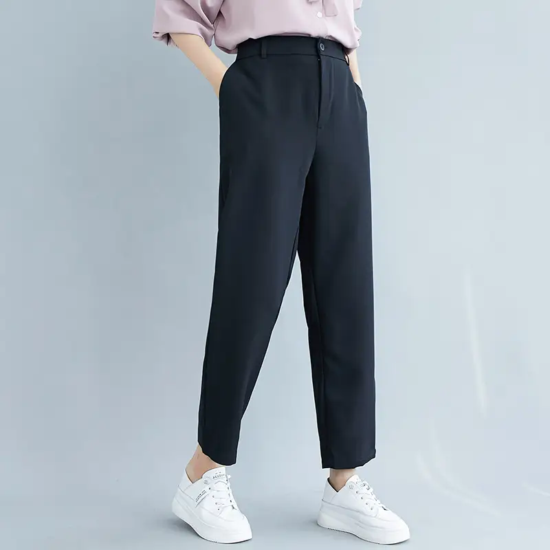 Women's Black Korean Style Slim Trousers Extra Large - Image 3