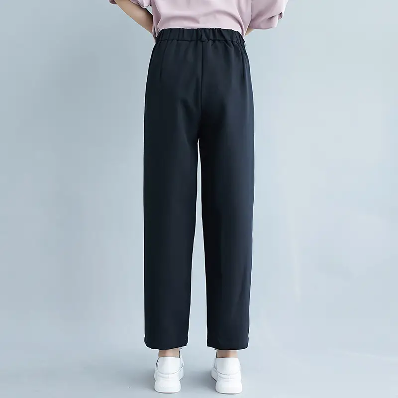 Women's Black Korean Style Slim Trousers Extra Large - Image 4