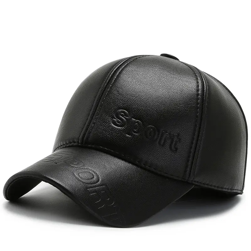 Men's Black Leather Peaked Cap with Warm Ear Muffs - Image 6