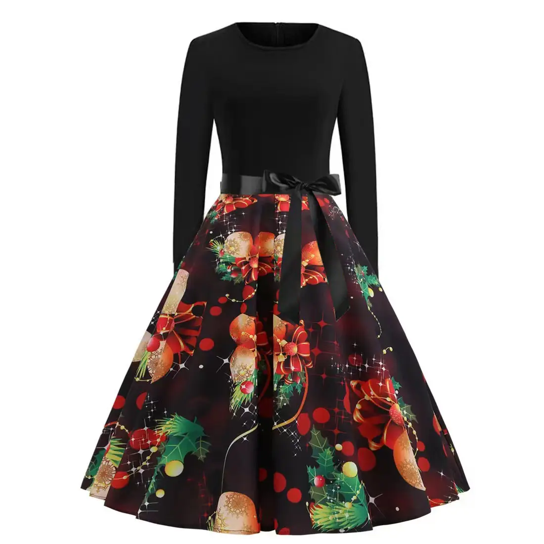 Black Snowman Print Skirt Dress Large Quantity - Image 10