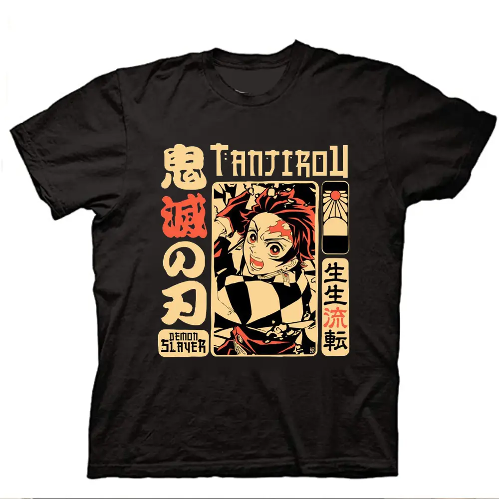 Men's Cross-Brand Anime T-Shirt Light Blue Demon Slayer Print - Image 6
