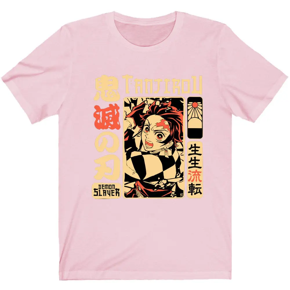Men's Cross-Brand Anime T-Shirt Light Blue Demon Slayer Print - Image 2