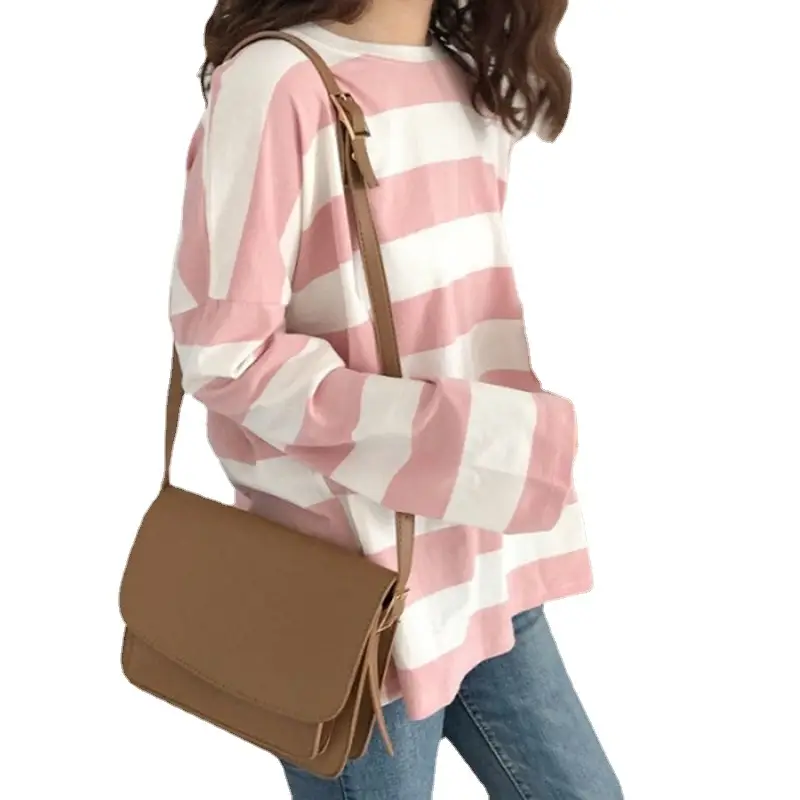 Women Casual Striped Long Sleeve T-Shirt Blue White - Image 6