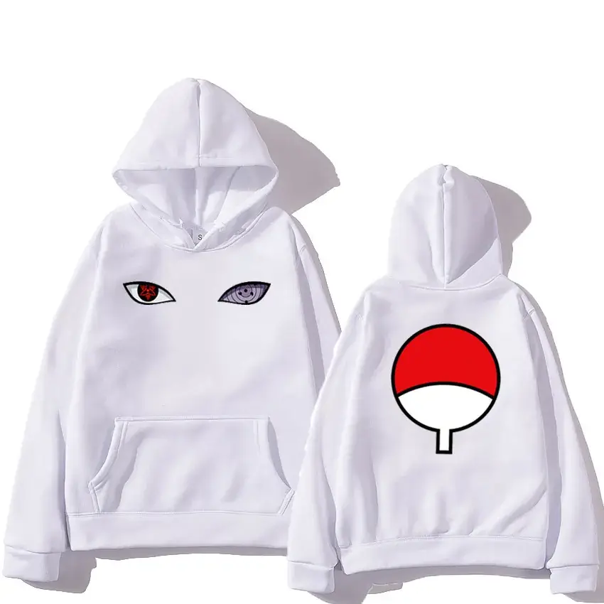 Men's Naruto Sasuke Eye Print Hoodie Yellow - Image 28