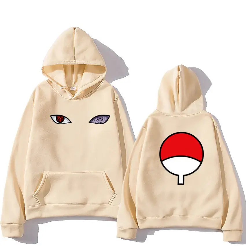 Men's Naruto Sasuke Eye Print Hoodie Yellow - Image 14