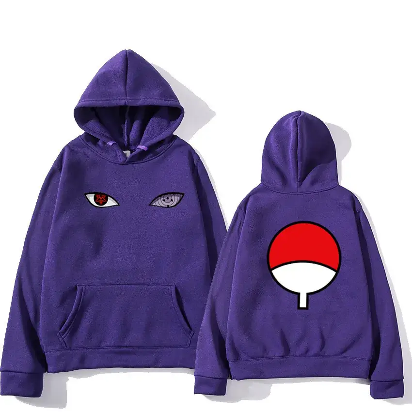 Men's Naruto Sasuke Eye Print Hoodie Yellow - Image 17