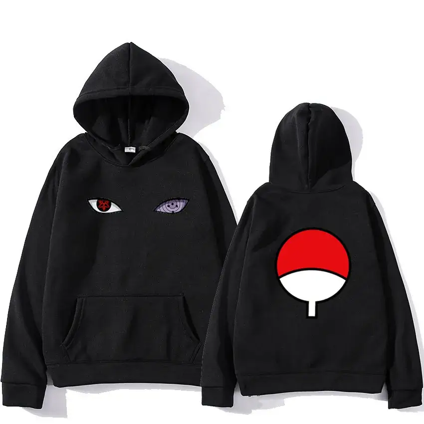 Men's Naruto Sasuke Eye Print Hoodie Yellow - Image 19