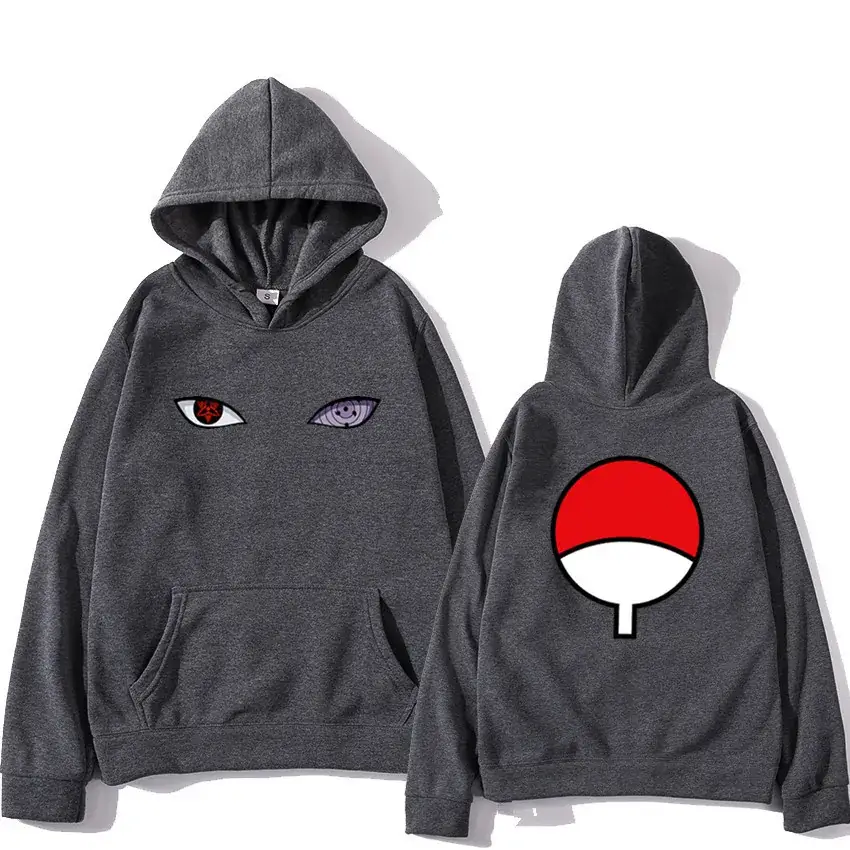 Men's Naruto Sasuke Eye Print Hoodie Yellow - Image 21