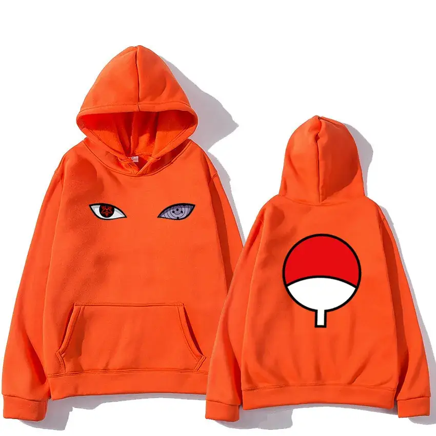 Men's Naruto Sasuke Eye Print Hoodie Yellow - Image 23