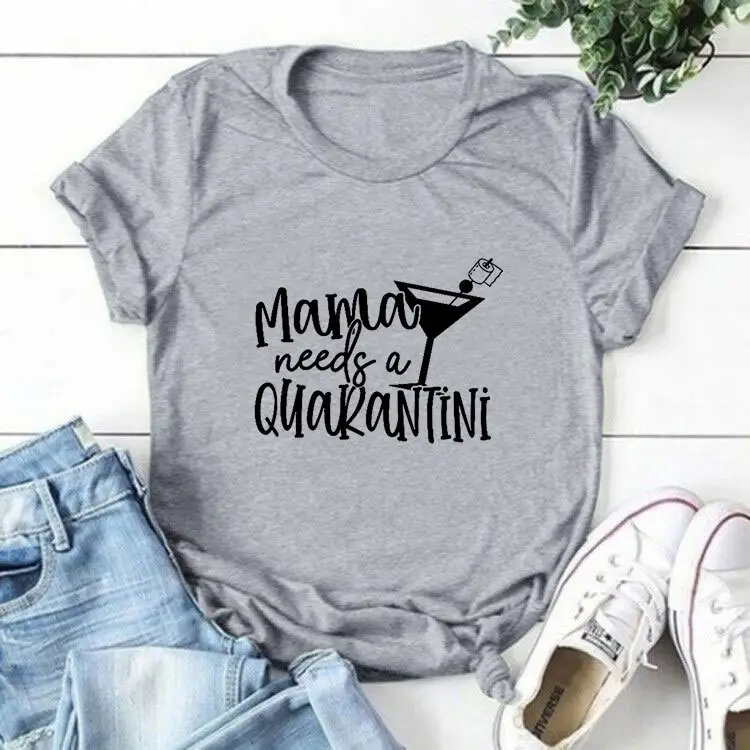 Mama Needs A Quarantini T-Shirt Pink - Image 3