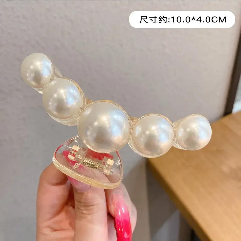 Pearl Flower Hair Clip 11cm Metal Grab - Image 16