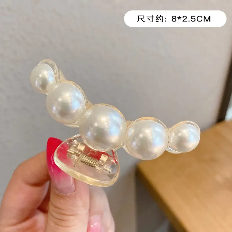 Pearl Flower Hair Clip 11cm Metal Grab - Image 22