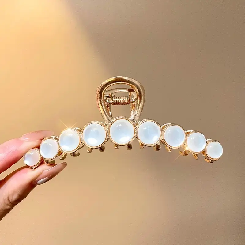 Pearl Flower Hair Clip 11cm Metal Grab - Image 25