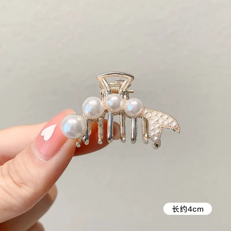 Pearl Flower Hair Clip 11cm Metal Grab - Image 32