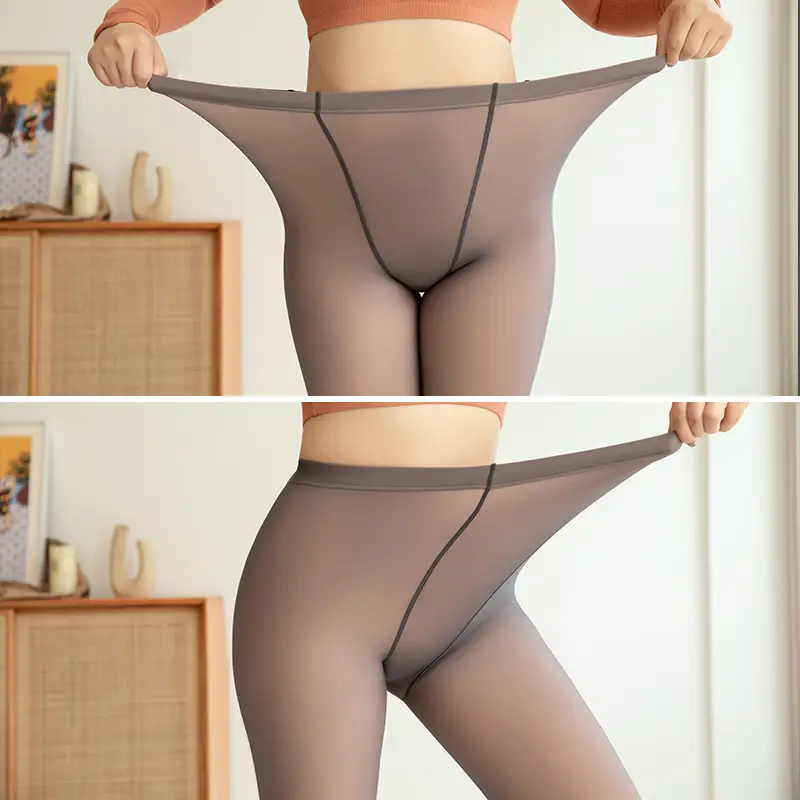 Gray Fleece-Lined Bare Leggings Extra Large