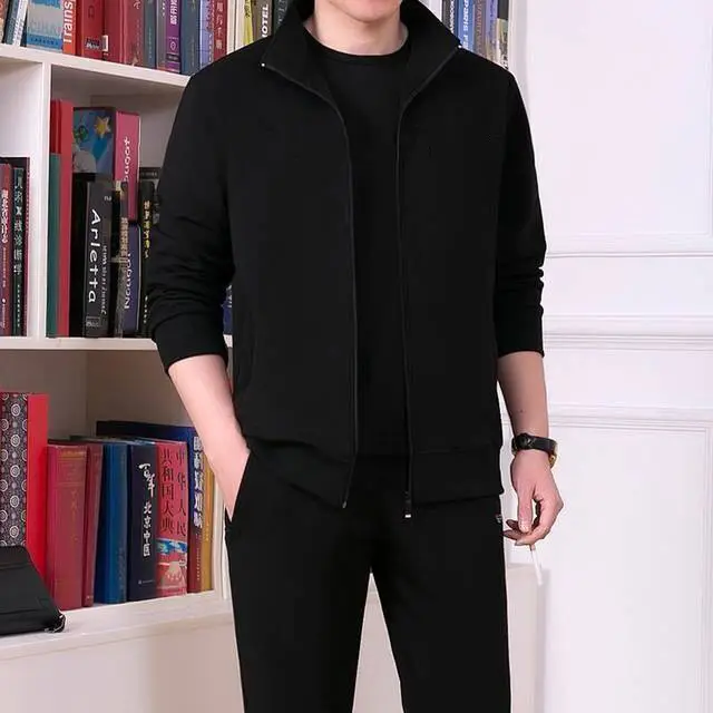 Men's Gray Full Zip Suit for Plus Size Winter Comfort