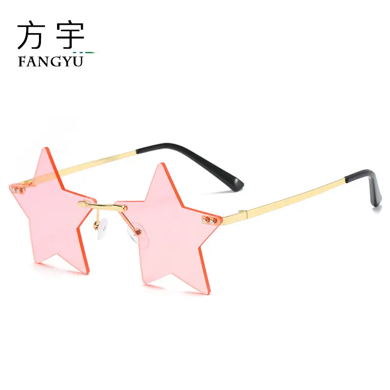Women Rimless Star Sunglasses Red Star Design - Image 15
