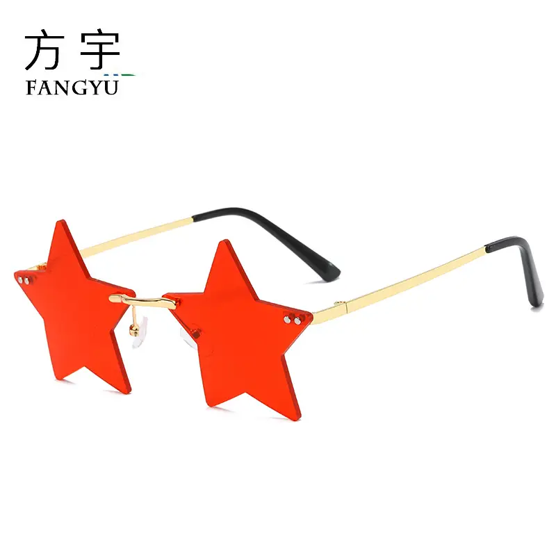 Women Rimless Star Sunglasses Red Star Design - Image 16