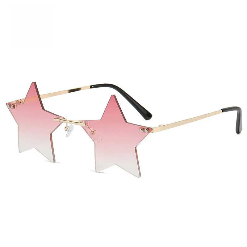 Women Rimless Star Sunglasses Red Star Design - Image 12