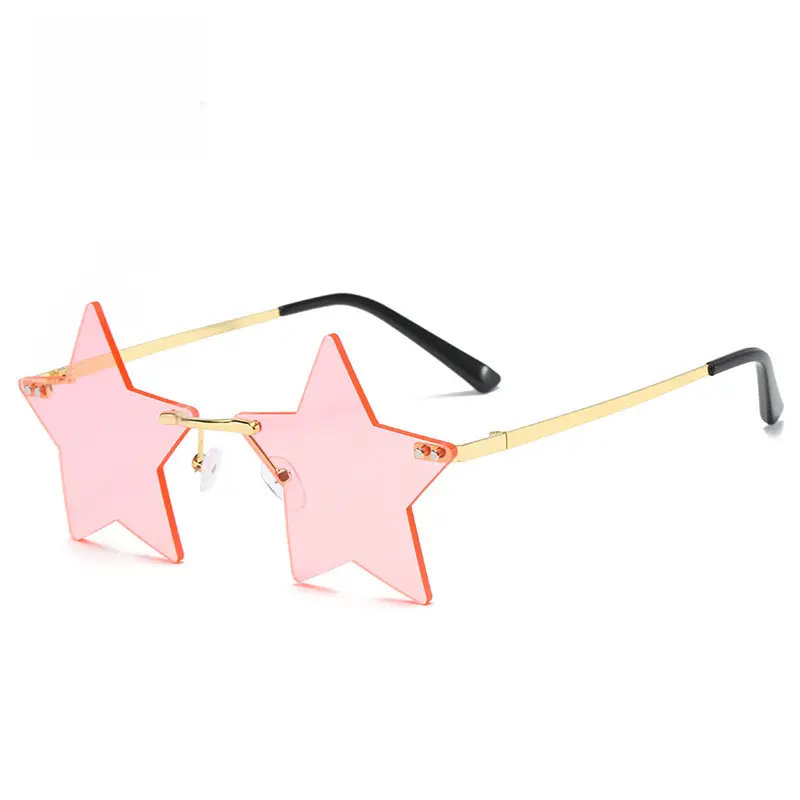 Women Rimless Star Sunglasses Red Star Design - Image 2