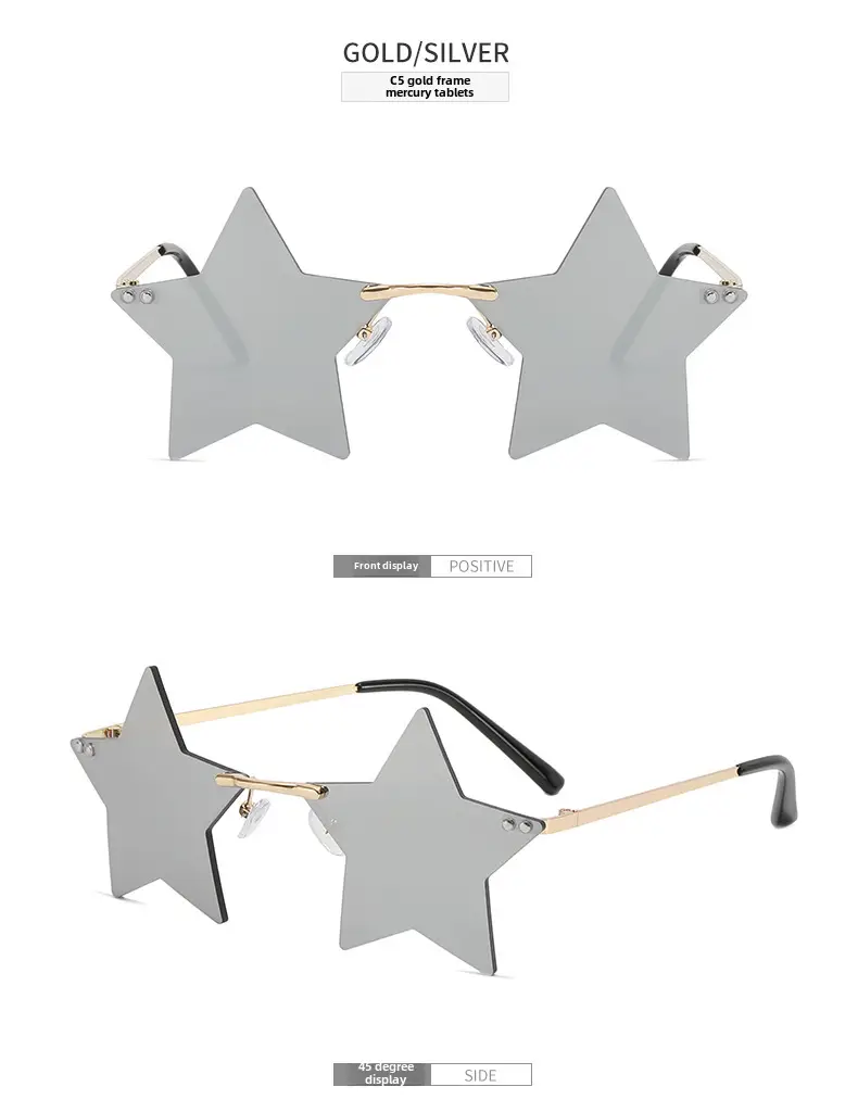 Women Rimless Star Sunglasses Red Star Design - Image 8