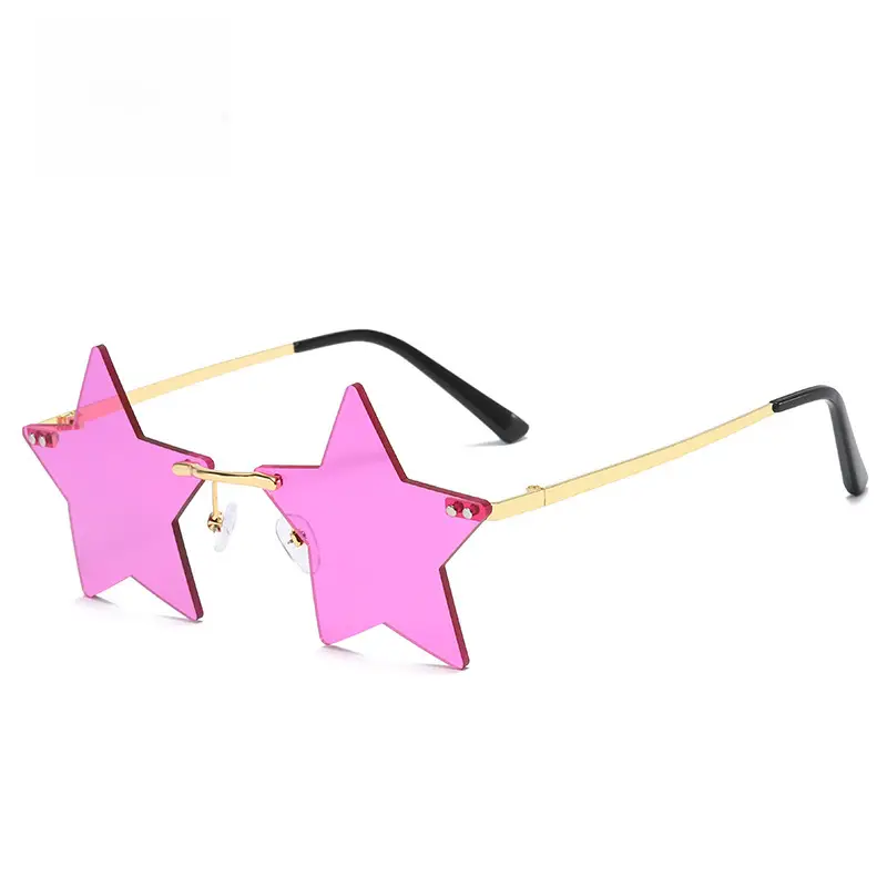 Women Rimless Star Sunglasses Red Star Design - Image 9