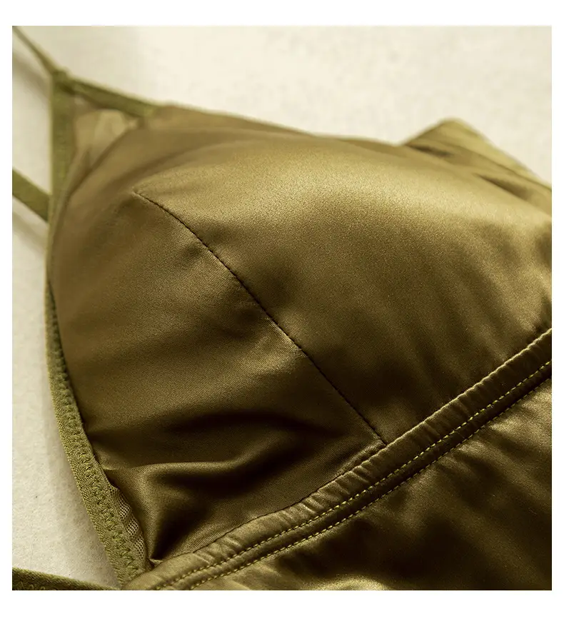 Tangge French Style Silk Bra Without Steel Ring Glossed Silk Satin Mulberry Silk Underwear Thin Sexy Breast Pad Without Bump — feature 21