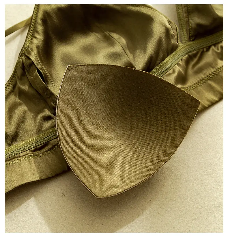 Tangge French Style Silk Bra Without Steel Ring Glossed Silk Satin Mulberry Silk Underwear Thin Sexy Breast Pad Without Bump — feature 22