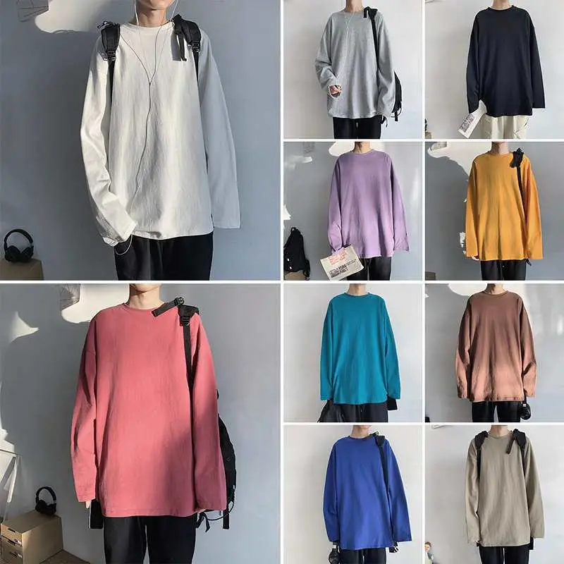 Men's Long Sleeve Black T-Shirt Solid Color - Image 13