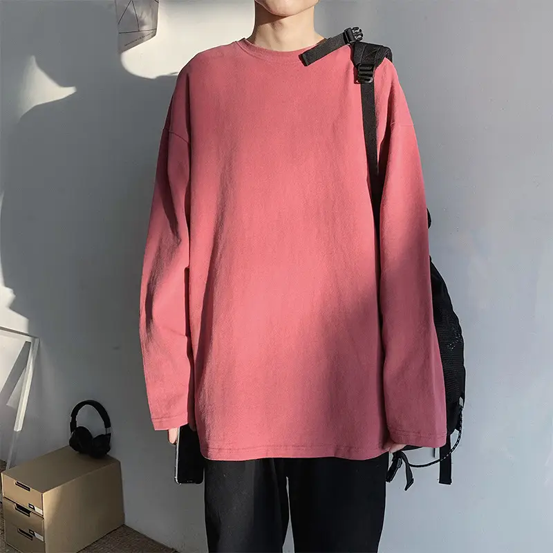 Men's Long Sleeve Black T-Shirt Solid Color - Image 2