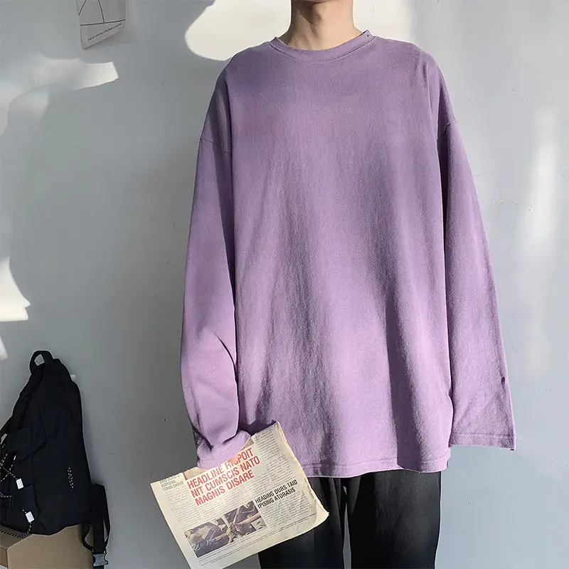 Men's Long Sleeve Black T-Shirt Solid Color - Image 3
