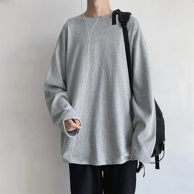 Men's Long Sleeve Black T-Shirt Solid Color - Image 7