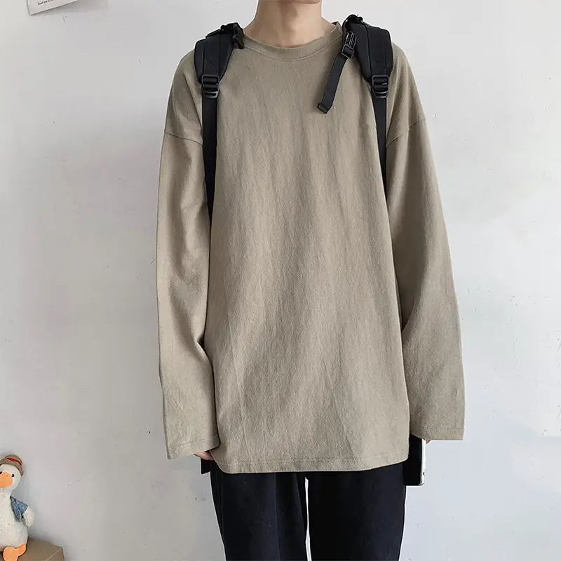 Men's Long Sleeve Black T-Shirt Solid Color - Image 8