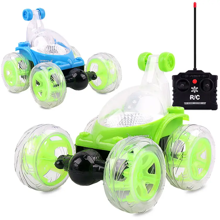 Cross-border charging remote control stunt dump truck large light music 360 degree roll remote control car toys wholesale