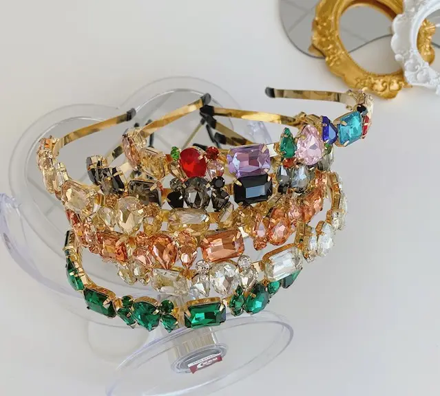 European Baroque Diamond Hairband with Crystal Edge