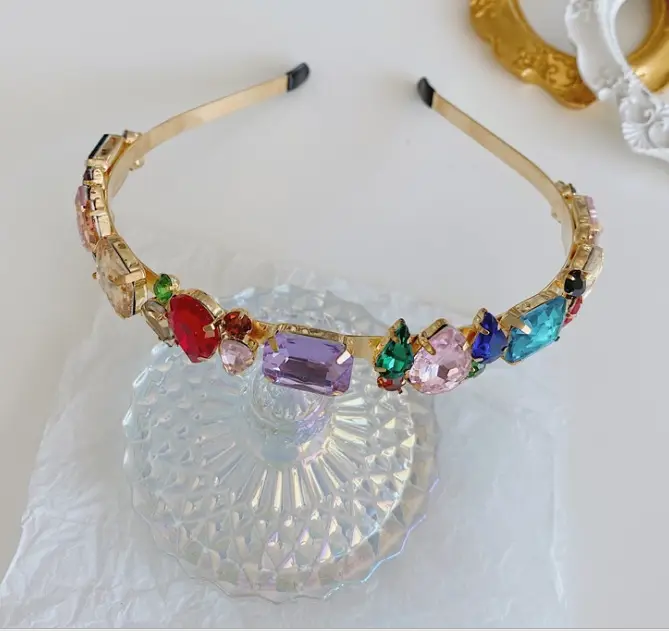 European Baroque Diamond Hairband with Crystal Edge