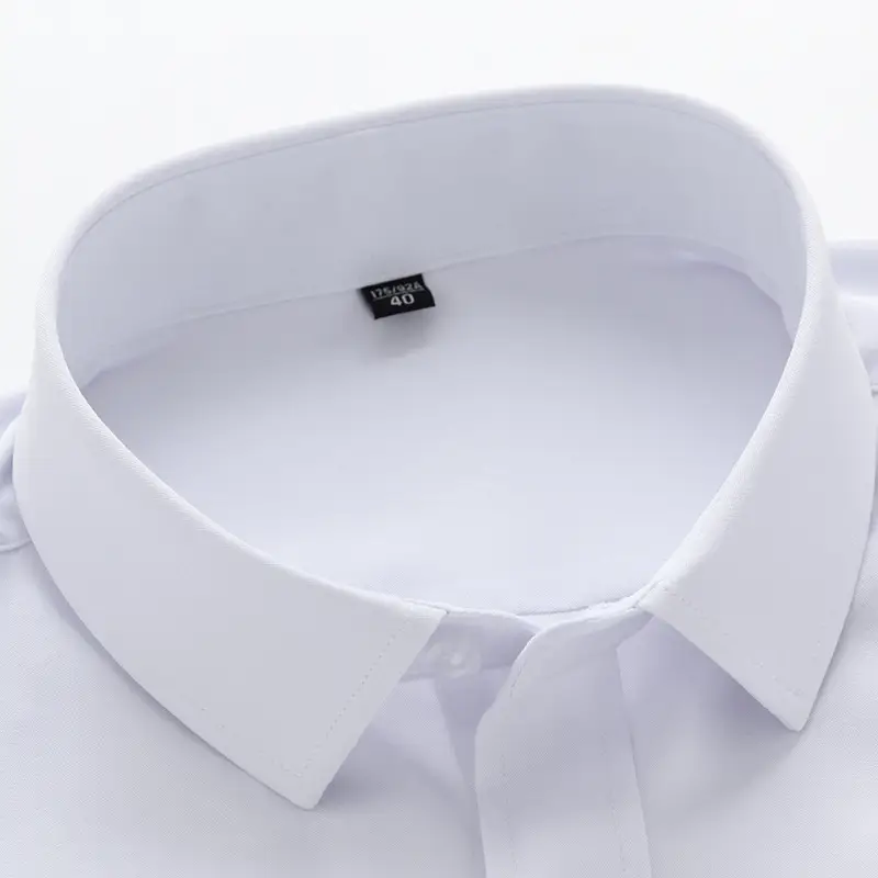 Men's White Tencel Cotton Business Shirt Long Sleeve - Image 12