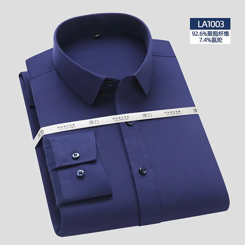 Men's White Tencel Cotton Business Shirt Long Sleeve - Image 3
