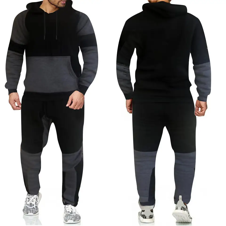 Men's Grey Black Sweatshirt Track Suit Casual Sportswear