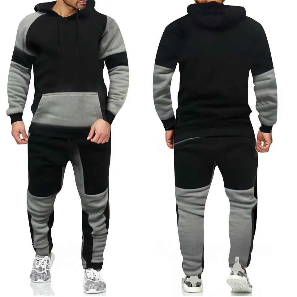 Men's Grey Black Sweatshirt Track Suit Casual Sportswear