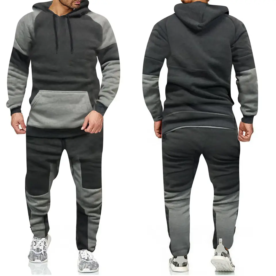 Men's Grey Black Sweatshirt Track Suit Casual Sportswear