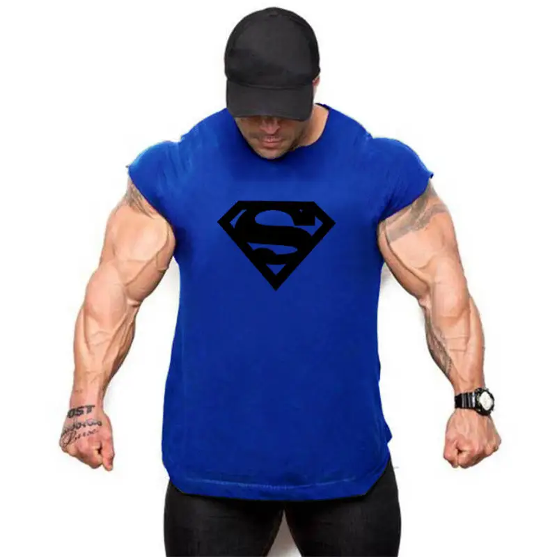 Men's Red Superman Sleeveless Gym T-Shirt