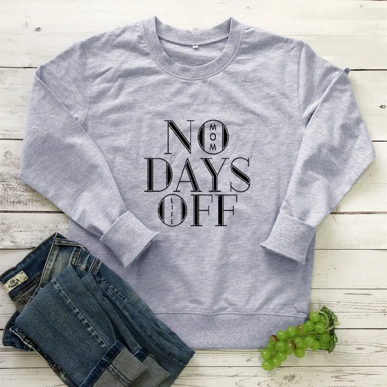 No Days Off Mom Life Yellow Crewneck Sweater - Image 2