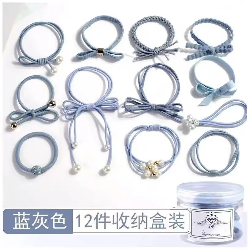 Korean Mori Style Hair Ties with Pearls 12-Piece Set