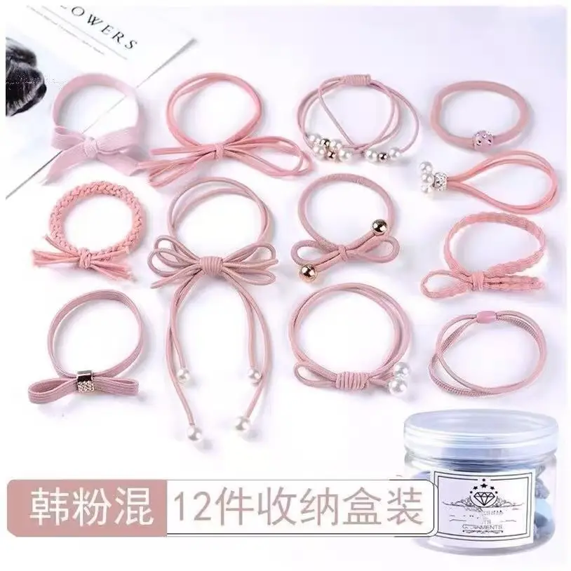 Korean Mori Style Hair Ties with Pearls 12-Piece Set