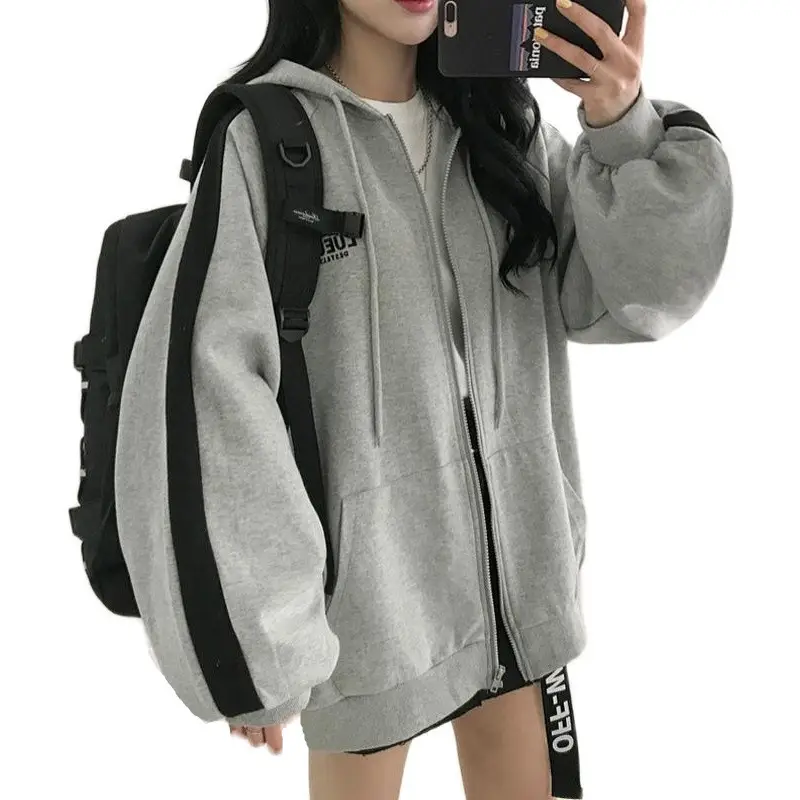 Women's Grey Black Zipper Jacket with Black Shorts - Image 7