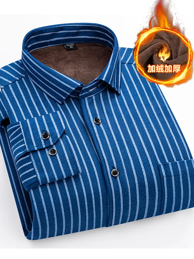 Men Plaid Velvet Shirt Double Sided Warm Winter - Image 23