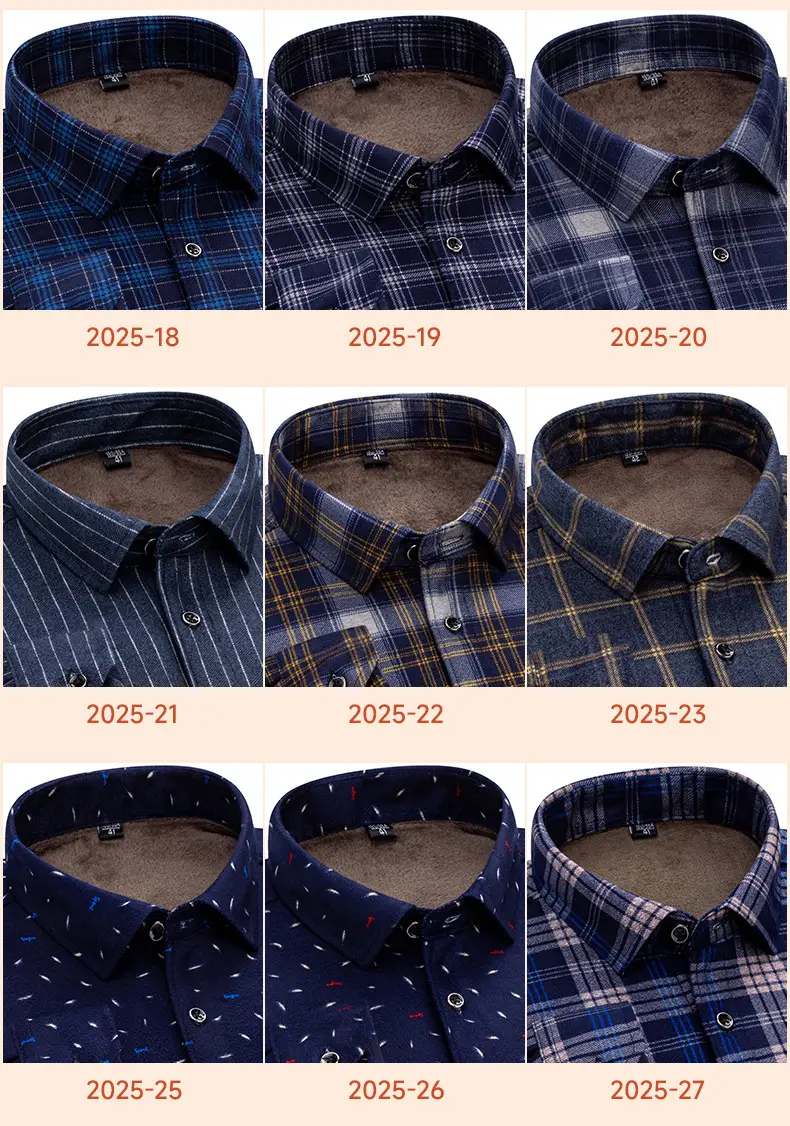 Men Plaid Velvet Shirt Double Sided Warm Winter — feature 21