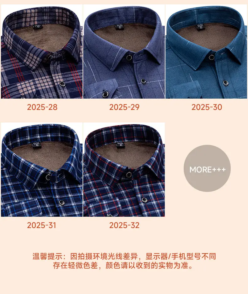 Men Plaid Velvet Shirt Double Sided Warm Winter — feature 22